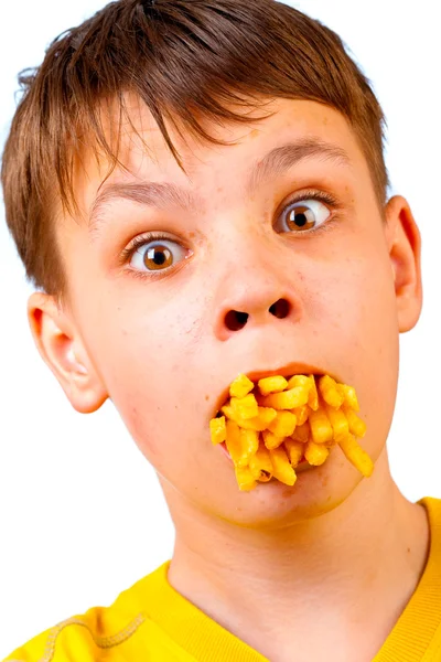 Dítě a rychlé občerstvení — Stock fotografie