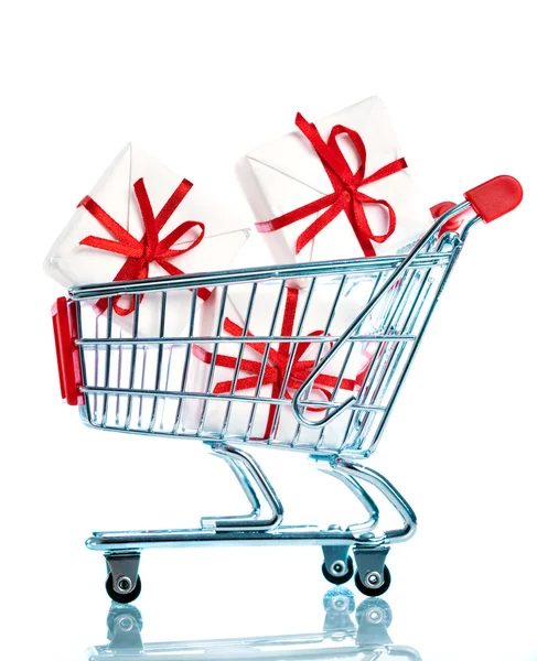Shopping cart ahd gåva — Stockfoto
