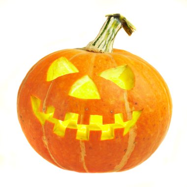 A scary old jack-o-lantern on white. clipart