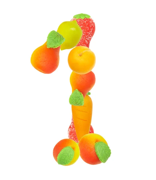 Alfabeto de frutas, o número 1 — Fotografia de Stock