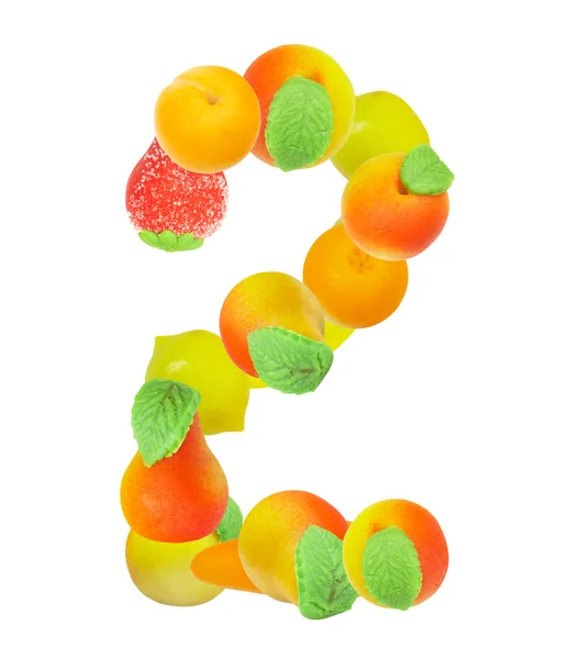 Alphabet from fruit, the number 2 — Stock Photo, Image