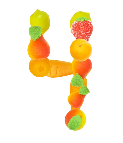 Alfabeto de frutas, o número 4 — Fotografia de Stock