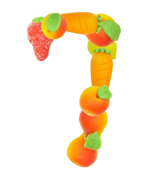 Alphabet from fruit, the number 7 — Stock Photo, Image