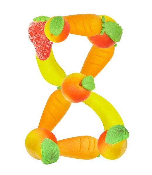 Alphabet from fruit, the number 8 — Stock Photo, Image