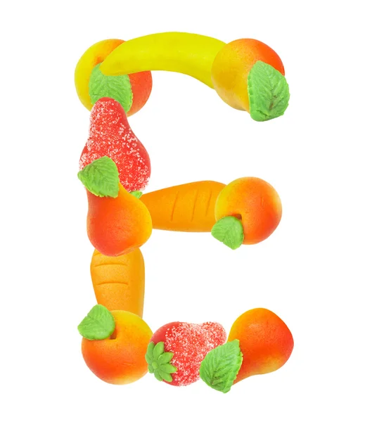 Alphabet from fruit, the letter E — Stock Photo, Image
