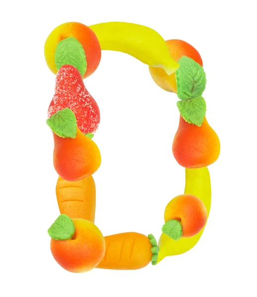 Alphabet from fruit, the letter D — Stock Photo, Image
