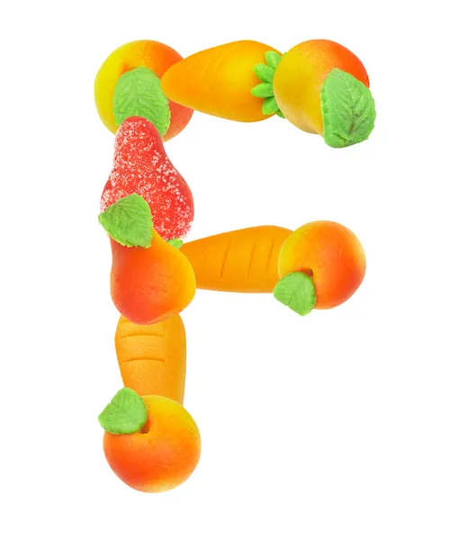 Alphabet aus Früchten, der Buchstabe f — Stockfoto