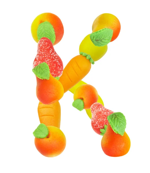 Alphabet from fruit, the letter K — Stock Photo, Image