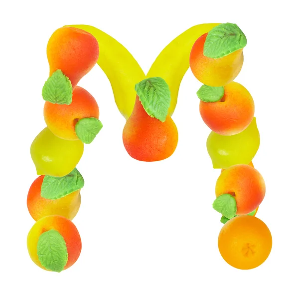 Alphabet from fruit, the letter M — Stock Photo, Image