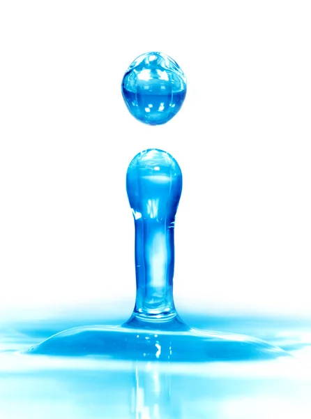 Falling drop of blue water — Stock Photo, Image