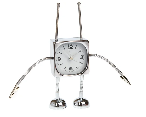 Reloj despertador de metal sobre fondo blanco —  Fotos de Stock