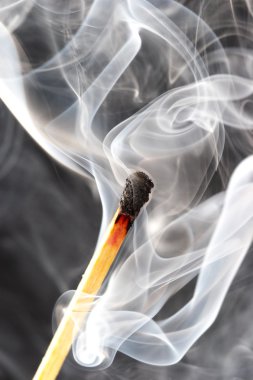 Photo of a burning match in a smoke on a