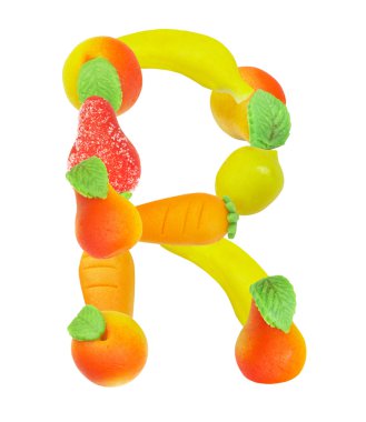 Alphabet from fruit, the letter R