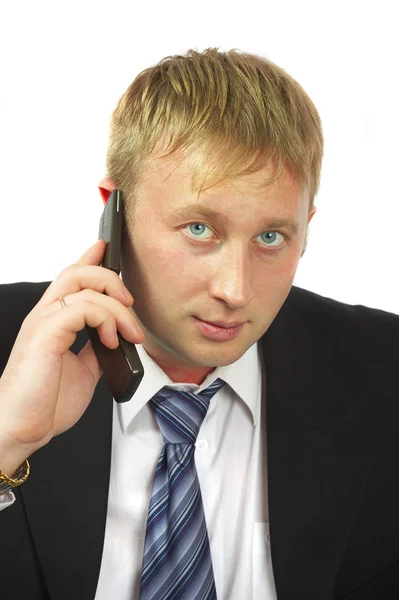El hombre de negocios habla por teléfono. Conducta — Foto de Stock