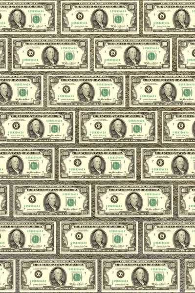 Wall from dollars, a background for desi — Stock Photo, Image
