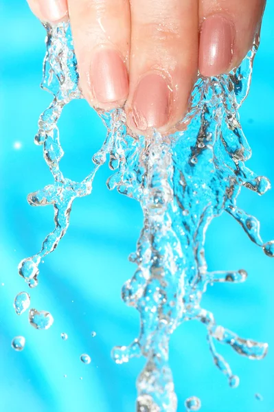Human hand and water — Stock Photo, Image