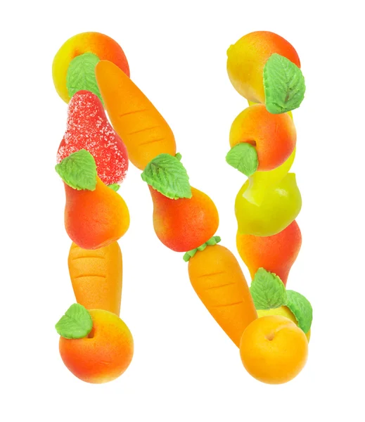 Alphabet from fruit, the letter N — Stock Photo, Image