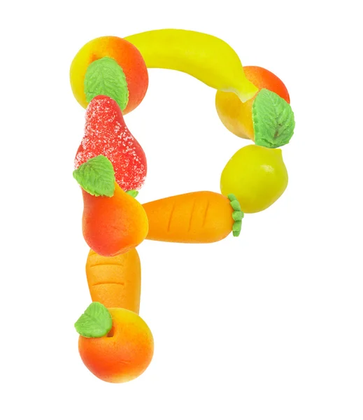 Alphabet aus Früchten, der Buchstabe p — Stockfoto