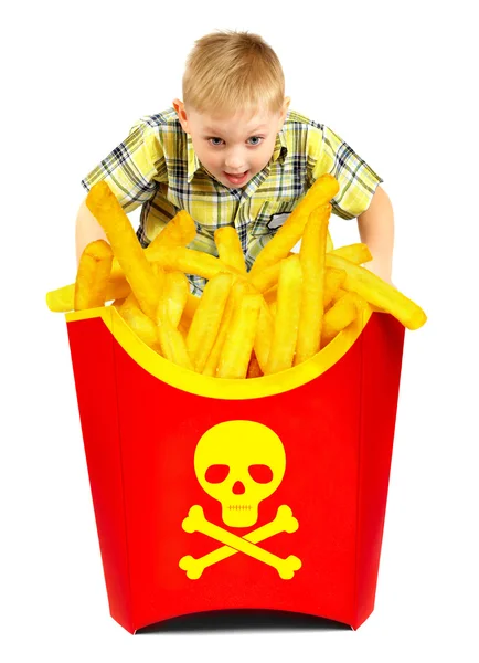 French fries in a red box — Stock Photo, Image