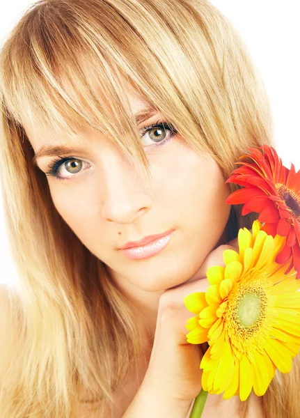 Dívka s květinou — Stock fotografie