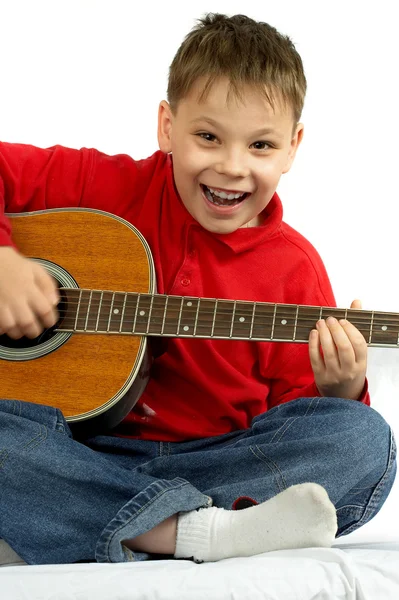 stock image Boy and acoustic guitar