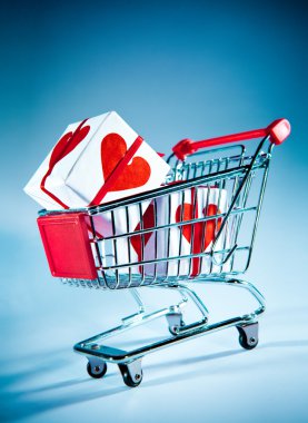 Shopping cart ahd gift clipart