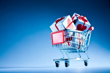 Shopping cart ahd gift clipart