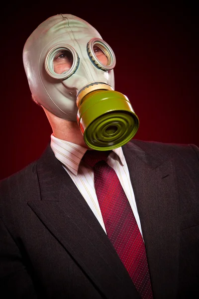 Πρόσωπο σε μια μάσκα αερίων — Φωτογραφία Αρχείου