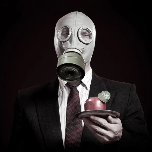 Πρόσωπο σε μια μάσκα αερίων — Φωτογραφία Αρχείου