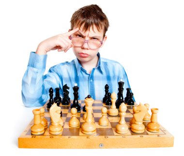 Nerd play chess clipart