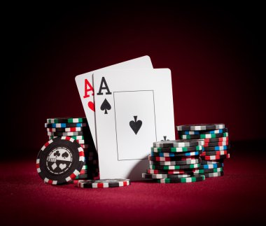 Chips and two aces clipart