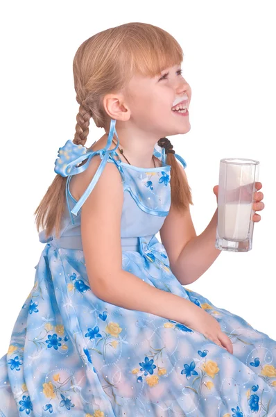 Süt ile kız — Stok fotoğraf