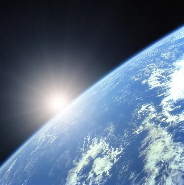 Aarde met de rijzende zon — Stockfoto