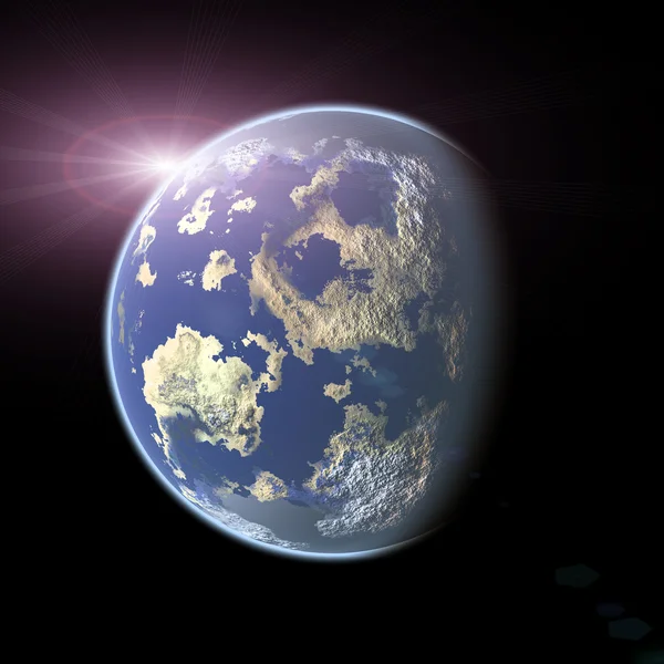 Erdähnlicher Planet auf schwarzem Hintergrund — Stockfoto