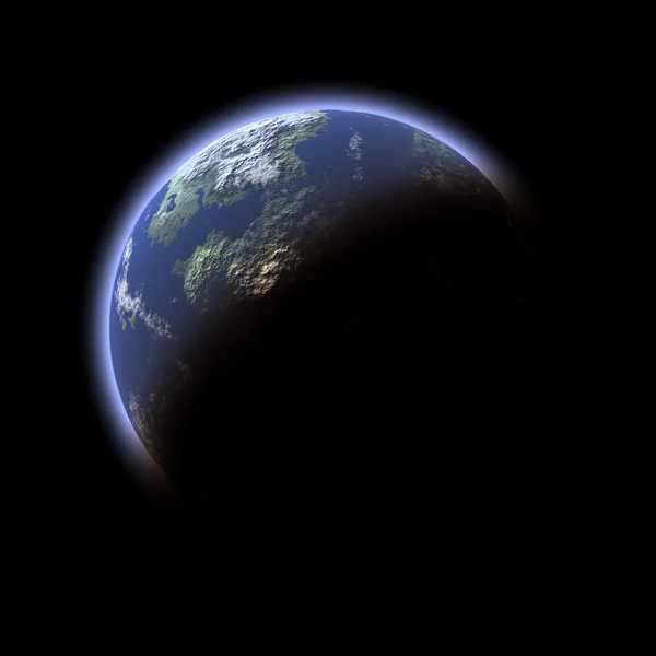 Planeta parecido a la Tierra sobre fondo negro — Foto de Stock