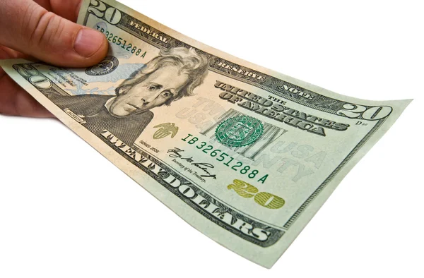Pieniądze w męskiej dłoni — Zdjęcie stockowe