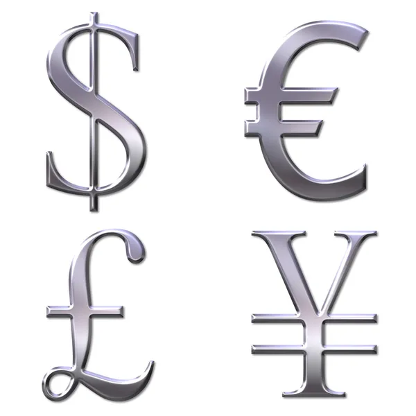 Eur, dólar, iene, símbolos de libra — Fotografia de Stock