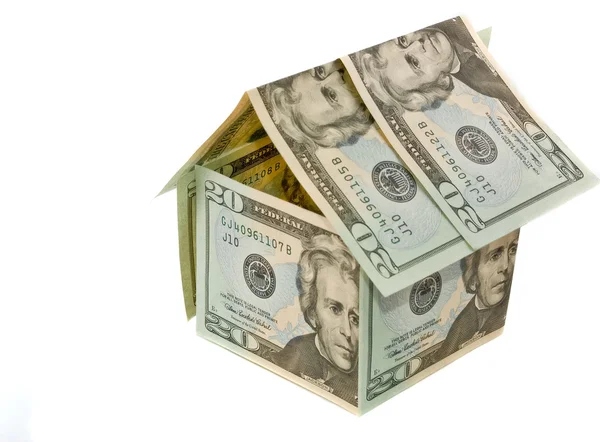 Долларовая бумага дома - концепция недвижимости — стоковое фото