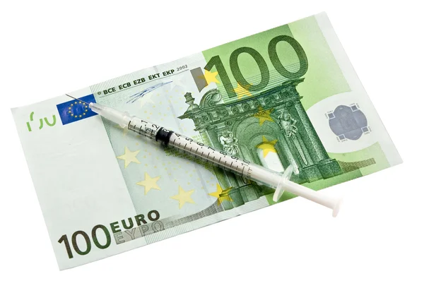 Avrupa para birimi yalan şırınga — Stok fotoğraf