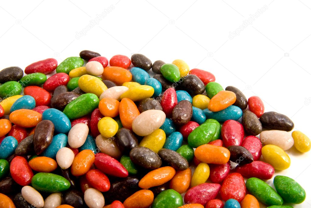 Multicolored dragee candy isolated
