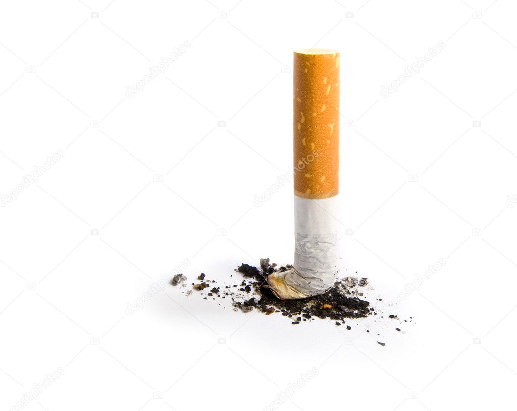 Cigarette butt isolated on white