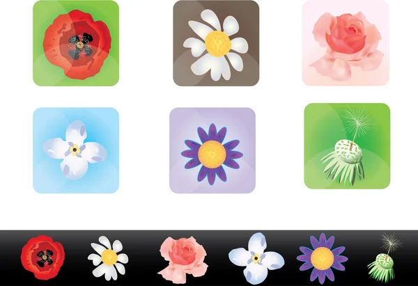 Ensemble d'icônes de fleurs . — Image vectorielle