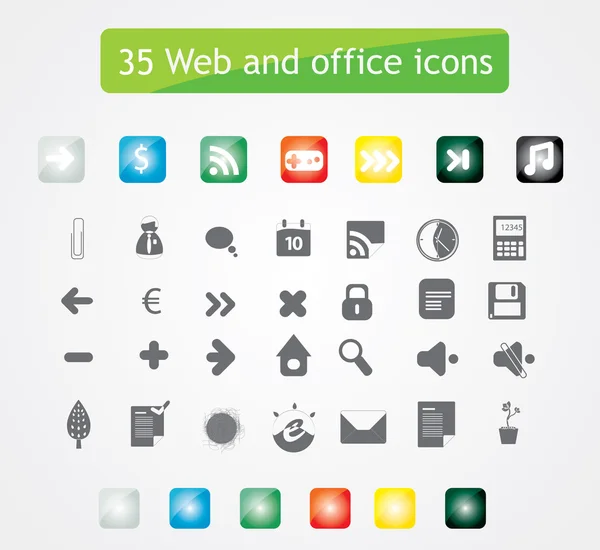35 web- és office-ikonok. — Stock Vector