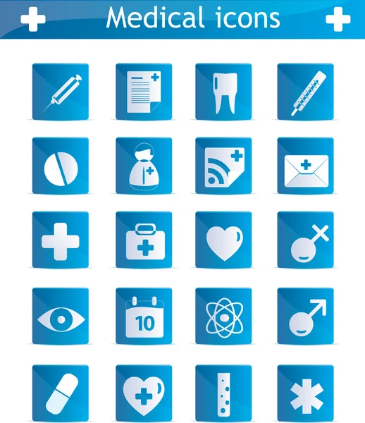 Conjunto de hermosos iconos médicos azules . — Vector de stock