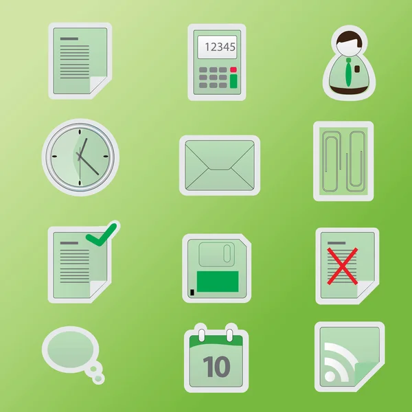 stock vector Green office icon set.