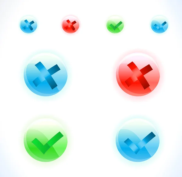 Web buttons - close and check. — Stock Vector