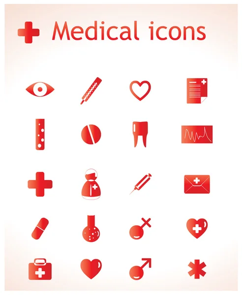 Der Satz roter medizinischer Symbole. — Stockvektor