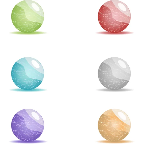 Mooi glimmende bollen met marmeren textuur — Stockvector