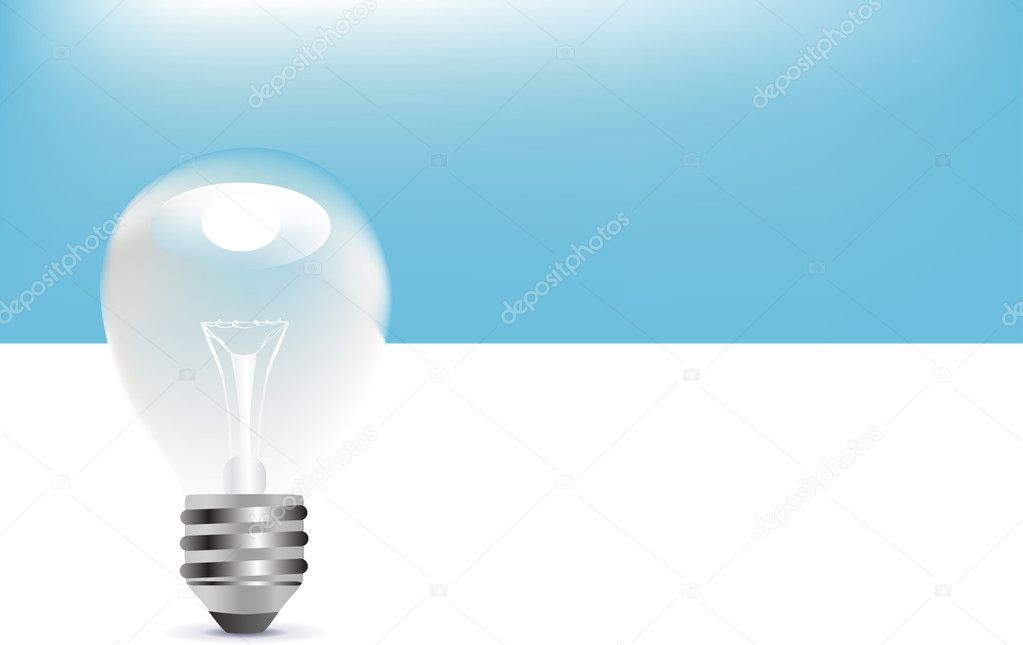 Illustration of lightbulb on blue.