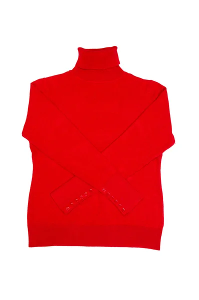 Modischer roter Pullover auf weißem Grund. — Stockfoto
